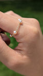 Natural pearl chain ring 14k yellow gold