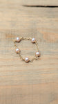 Natural pearl chain ring 14k yellow gold
