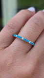 14k Gold Blue Turquoise Diamond Wedding Stackable Ring Band