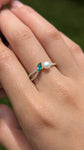 Natural emerald and diamond ring 14k yellow gold