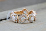 Pear and Baguette Halo Diamond Band Ring