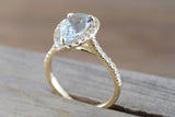 Aquamarine Pear Diamond Halo Ring M3069