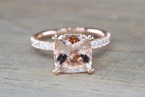 Double Hidden Halo Cushion Morganite 9mm ASPER1430038