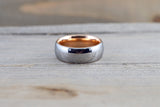 Tungsten Carbide 8mm Domed High Polish With Rose Gold Plated Finish Inside Men's Ring