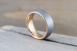 Tungsten Carbide 8mm Domed High Satin Brushed With Rose Gold Plated Finish Inside Men's Ring