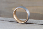 Tungsten Carbide 8mm Domed High Satin Brushed With Rose Gold Plated Finish Inside Men's Ring