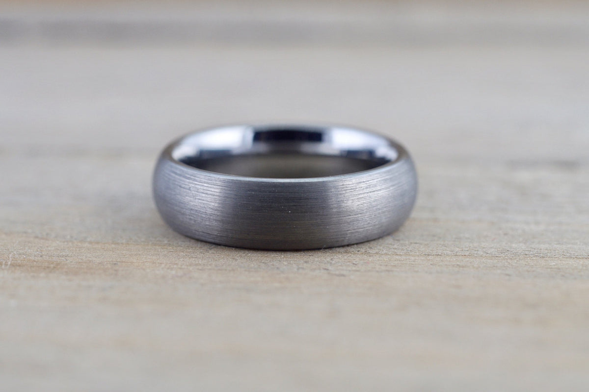Tungsten Carbide 8mm Domed High Satin Brushed Finish Inside Men's Ring ...