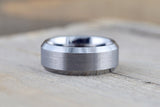 Tungsten Carbide 8mm Brushed Finish Flat Row With Beveled Edge Men's Ring