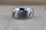 Tungsten Carbide 8.5mm Brushed Finish Flat Row With Stepped Edge Men's Ring