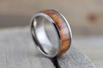 Rosewood Underlay in Titanium 8mm Domed High Men's Ring