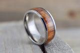 Rosewood Underlay in Titanium 8mm Domed High Men's Ring