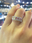 Multi Colored Sapphire 5 Gemstone Diamond Halo Ring ASPBR010068
