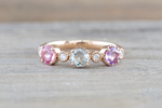 Multi Colored Sapphire 3 Gemstone Ring Band B10075