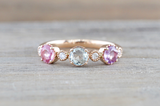 Multi Colored Sapphire 3 Gemstone Ring Band B10075
