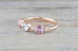 Multi Colored Sapphire 3 Gemstone Ring Band B10075