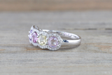 Multi Colored Sapphire 5 Gemstone Diamond Halo Ring ASPBR010068