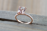 Emerald Cut Morganite Diamond Ring