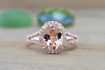 Ava Morganite Oval Cut Halo Ring