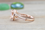 Ava Morganite Oval Cut Halo Ring