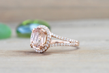Ava Morganite Oval Cut Halo Ring