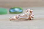Ava Morganite Oval Cut Halo Ring