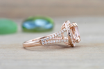 Payment plan Ava Morganite Oval Cut Halo Ring