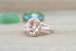 Ava Morganite Oval Cut Halo Ring