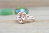 Ava Morganite Oval Cut Halo Ring