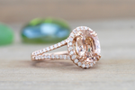 Ava Morganite Oval Cut Halo Ring