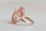 13x11mm Oval Morganite 14k Rose Gold Diamond Double Halo
