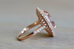 13x11mm Oval Morganite 14k Rose Gold Diamond Double Halo