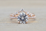 Gold Diamond Curved Crown Staggered Shadow Ring ASPBR010038