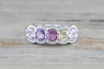 Multi Colored Sapphire 5 Gemstone Diamond Halo Ring ASPBR010068
