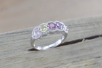 Multi Colored Sapphire 5 Gemstone Diamond Halo Ring ASPBR010068