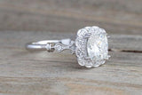 Clovis 6.5mm Charles Colvard Forever Brilliant Cushion Moissanite 14k Gold Ring M3078