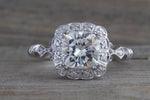 Clovis 6.5mm Charles Colvard Forever Brilliant Cushion Moissanite 14k Gold Ring M3078