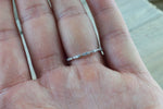 14k Rose Gold Dainty Thin Three Oval  Diamond Band Stackable Design Ring Curve 3/4 diamond around