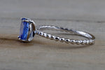 Oval Tanzanite Ring Rope Bead Gold Band  M3062