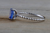 Oval Tanzanite Ring Rope Bead Gold Band  M3062