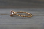 14k Rose Gold Oval Twist Rope Morganite Pink Engagement Ring Vintage