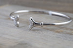 18k White Gold Open Cuff Tulip Floral Micro Pave Diamond Twistable Bangle Dainty Size