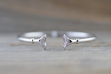 18k White Gold Open Cuff Tulip Floral Micro Pave Diamond Twistable Bangle Dainty Size