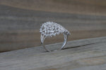 18kt White Gold Baguette Diamond Fancy Art Deco Design Pattern Ring Vintage Inspired