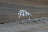18kt White Gold Baguette Diamond Fancy Art Deco Design Pattern Ring Vintage Inspired