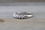 14k White Gold Rose Cut Classic Diamond Vintage Ring Antique Half Dainty Band