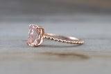 Payment Plan 14k Rose Gold Elongated Cushion Cut Pink Peach Morganite Prong Engagement Promise