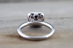 18k White Gold Diamond Cushion Halo Morganite Ring