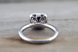 18k White Gold Diamond Cushion Halo Morganite Ring