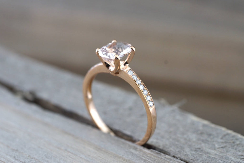 4.22 Ct Real Lab Created Morganite Gemstone Diamond Ring 18k White Gold  Size 7 8 | eBay