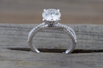 Gold Infinity Twist Moissanite Engagement Ring Charles & Colvard M3085 Lab Grown Diamond